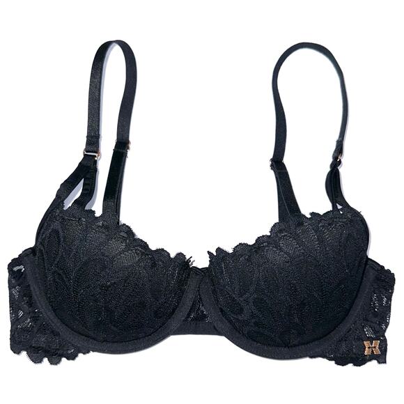 Savage x Fenty Black Lace Not Sorry Lightly Lined Balconette Bra Size 32C - Picture 2 of 15